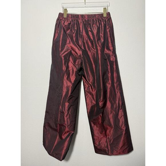 Lorain Croft Silk Wine Red Pants Size M Drawstring Waist Elegant Gorgeous - Picture 3 of 5